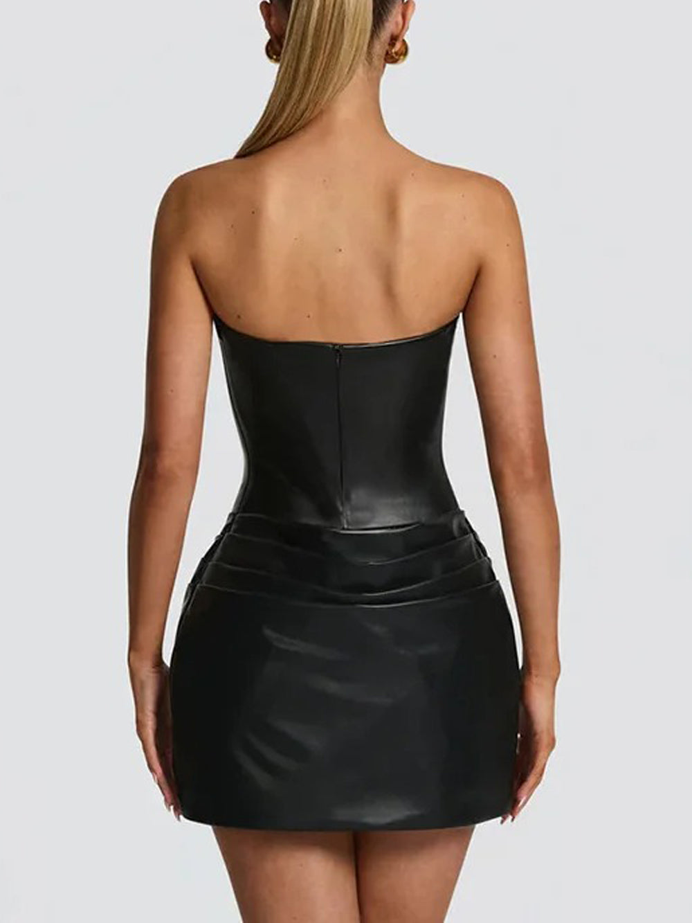 Vivienne Ruched Faux Leather Mini Dress