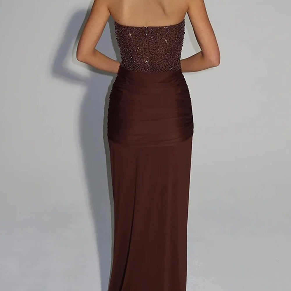 Marina Sparkle Draped Evening Gown