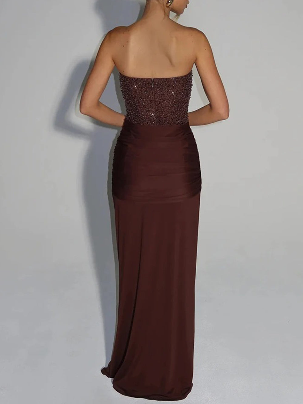 Marina Sparkle Draped Evening Gown