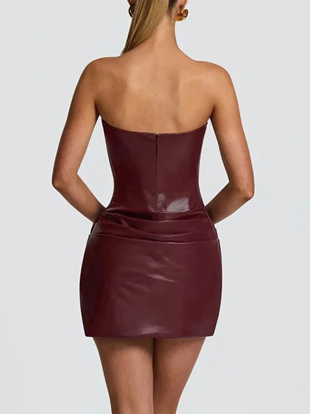 Vivienne Ruched Faux Leather Mini Dress