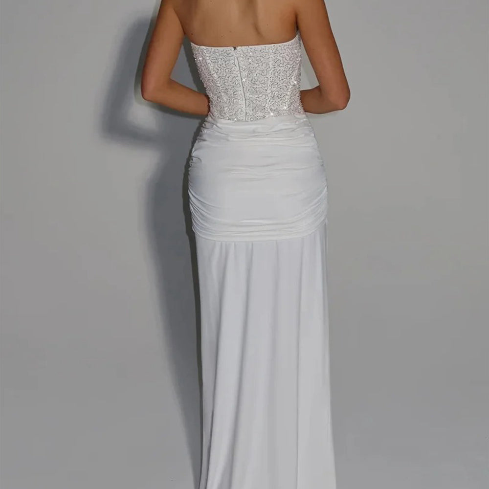 Marina Sparkle Draped Evening Gown