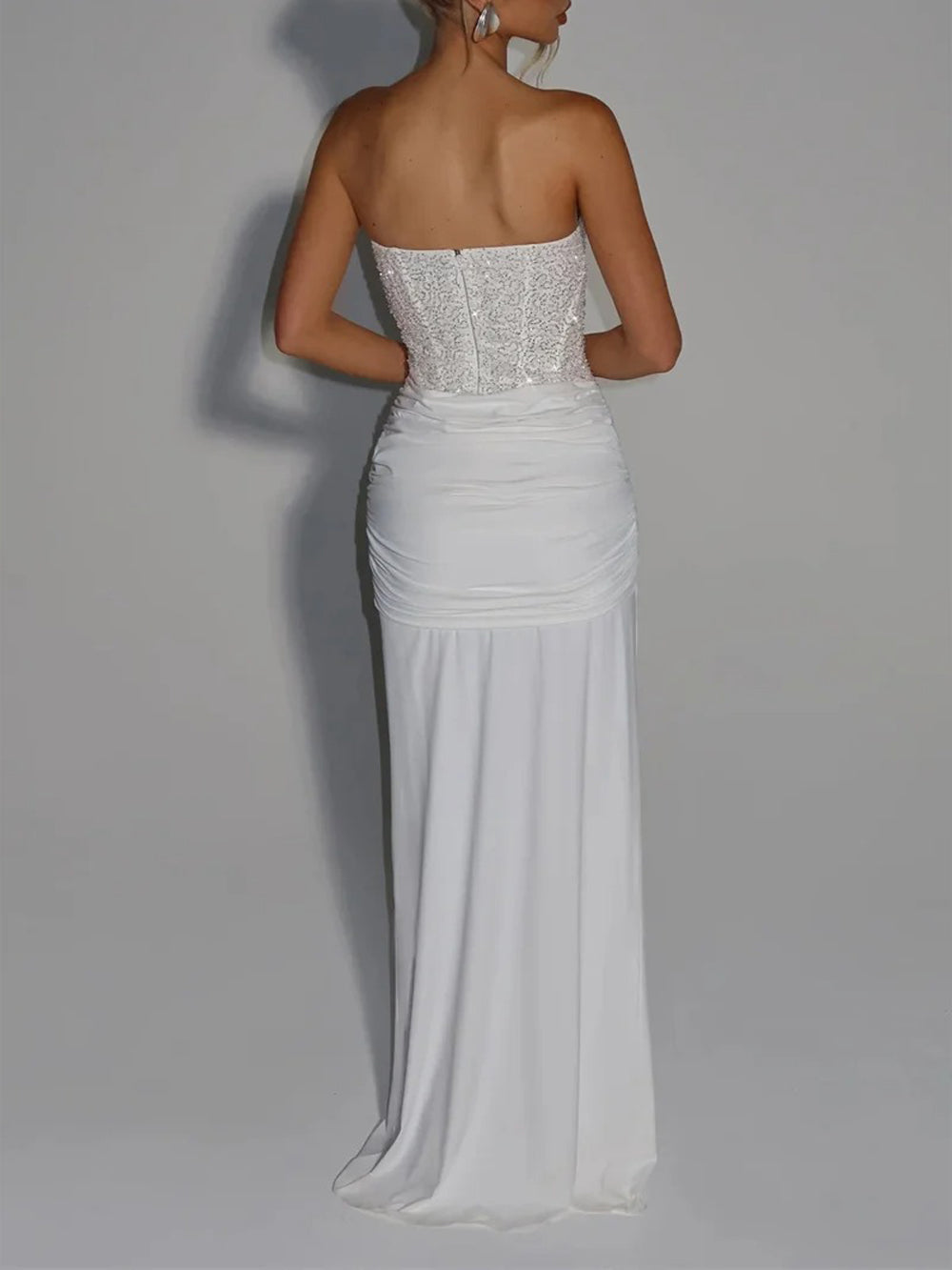 Marina Sparkle Draped Evening Gown