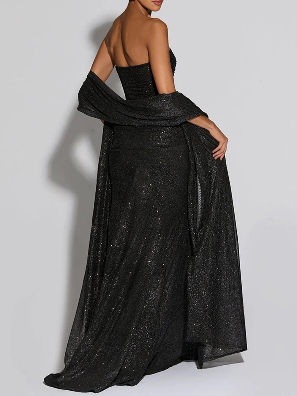 Serena Sparkle Draped Evening Gown