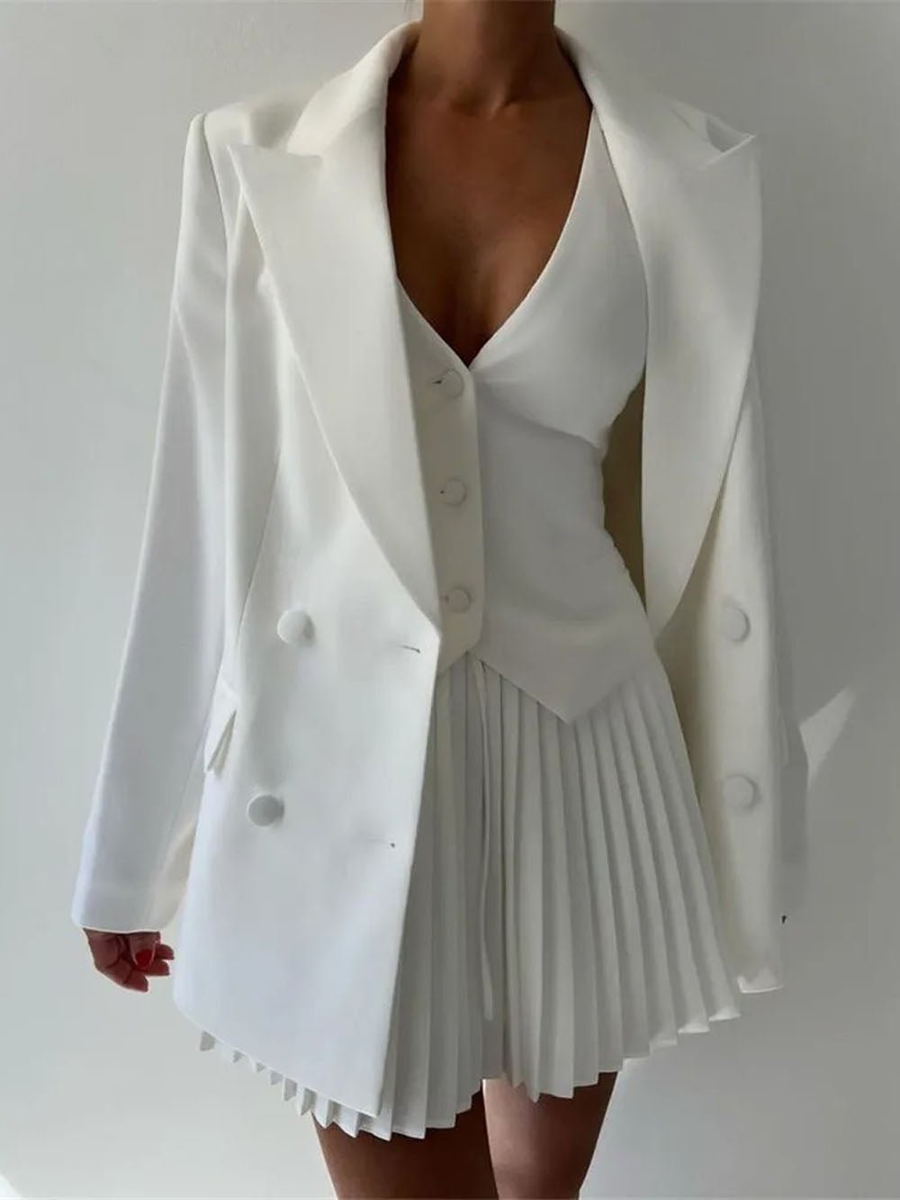 Andrea Single Breasted Top & Mini Skirt - Fashion Pov