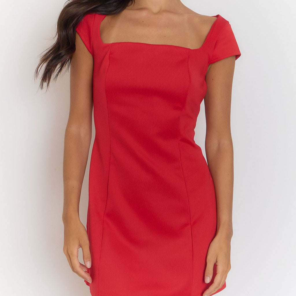 Ariana Square Neck Mini Dress - Fashion Pov