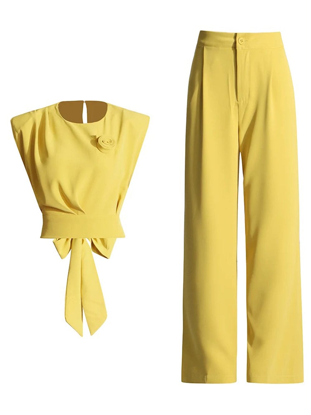 Avril Sleeveless Wide Leg Pant Chic Set - Fashion Pov