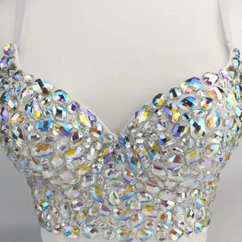 Avy Rhinestone Bustier Crop Top - Fashion Pov