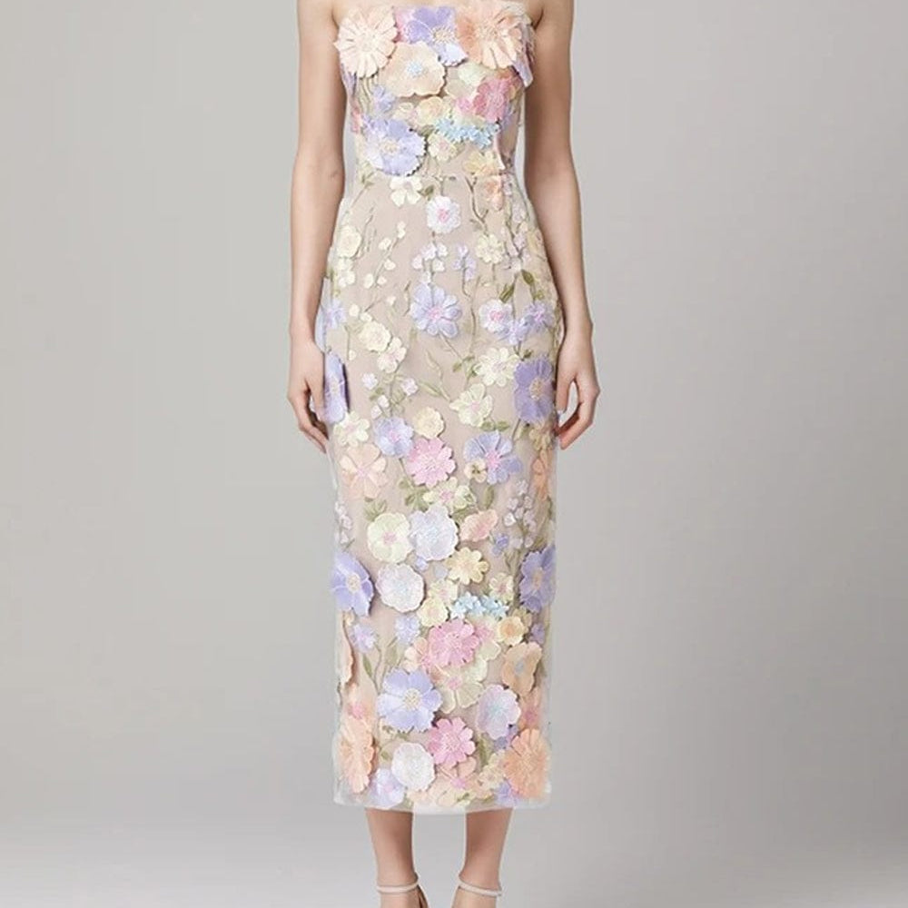 Calysta Appliques Sleeveless Midi Dress - Fashion Pov