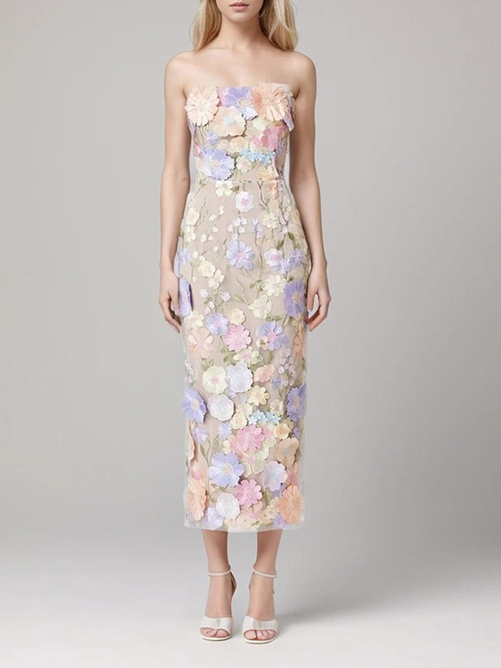 Calysta Appliques Sleeveless Midi Dress - Fashion Pov