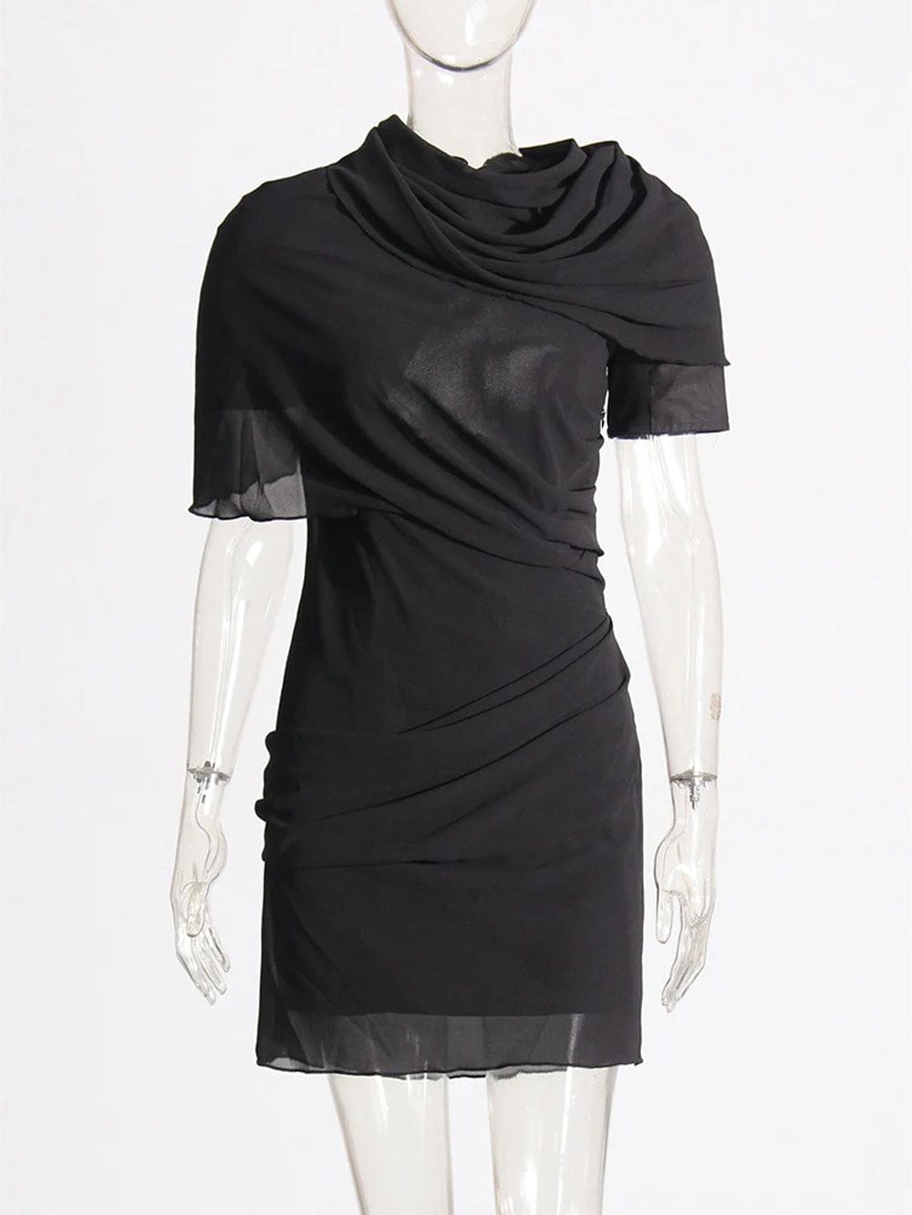 Cayce Folds Backless Mini Dress - Fashion Pov