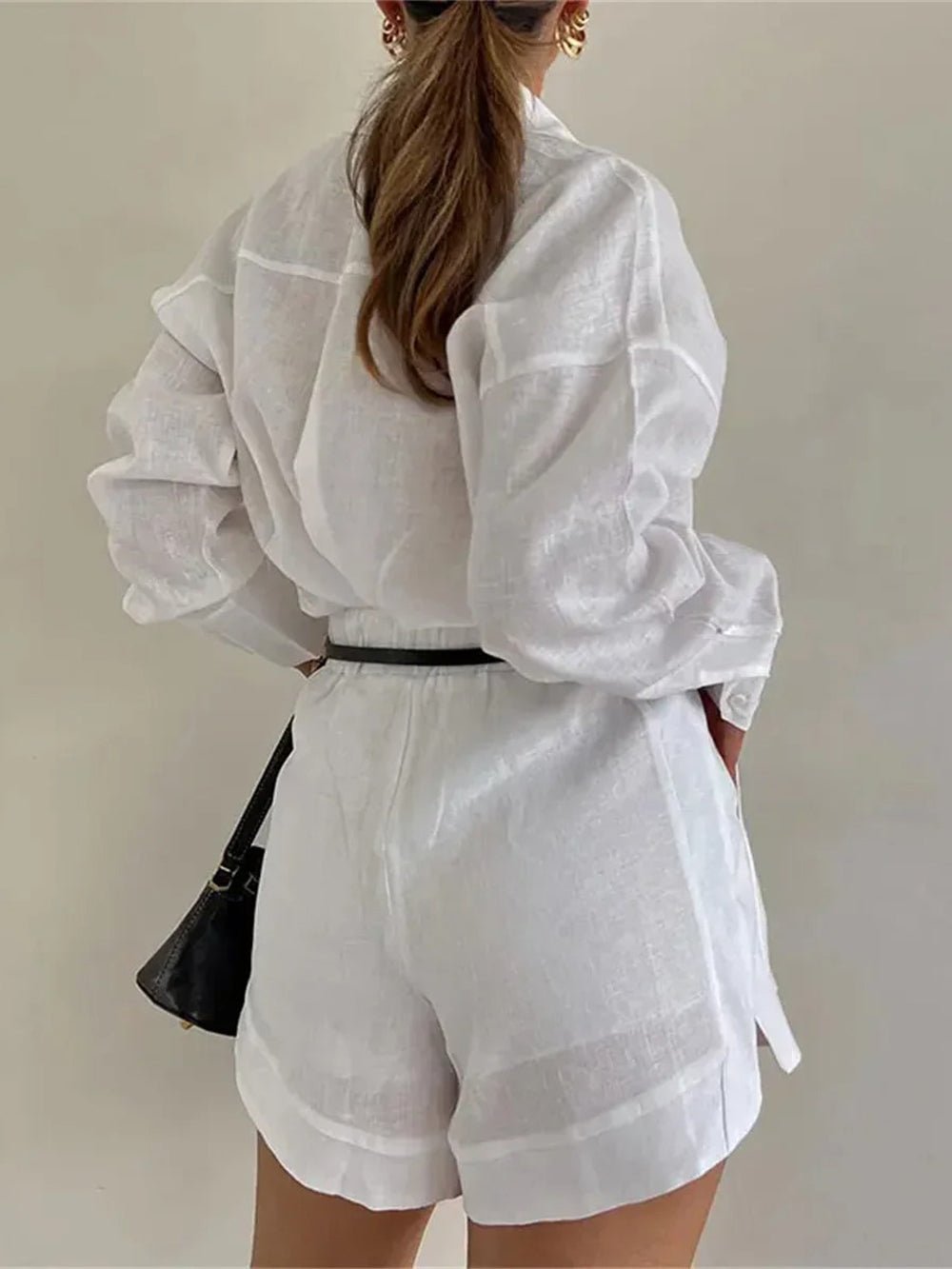 Christina Long Sleeve Shirt & Shorts Set - Fashion Pov