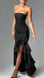 Eliza Strapless Split Ruffle Maxi Dress - Fashion Pov