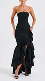 Eliza Strapless Split Ruffle Maxi Dress - Fashion Pov