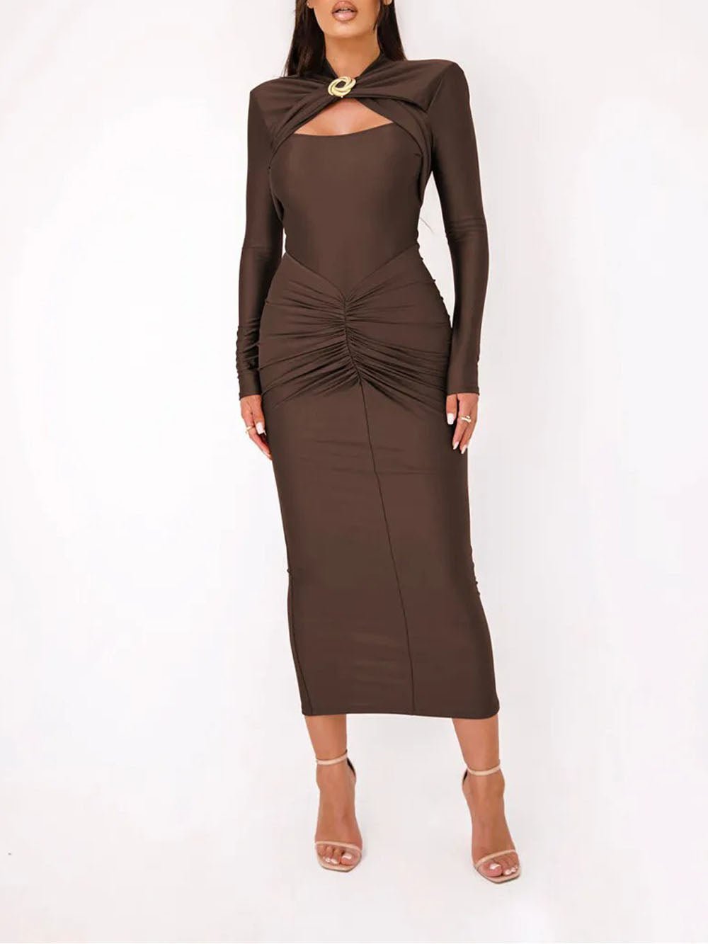 Emerson Hollow Out Long Sleeve Maxi Dress - Fashion Pov