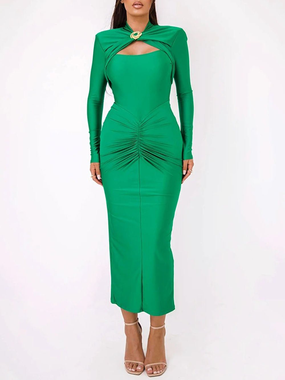 Emerson Hollow Out Long Sleeve Maxi Dress - Fashion Pov