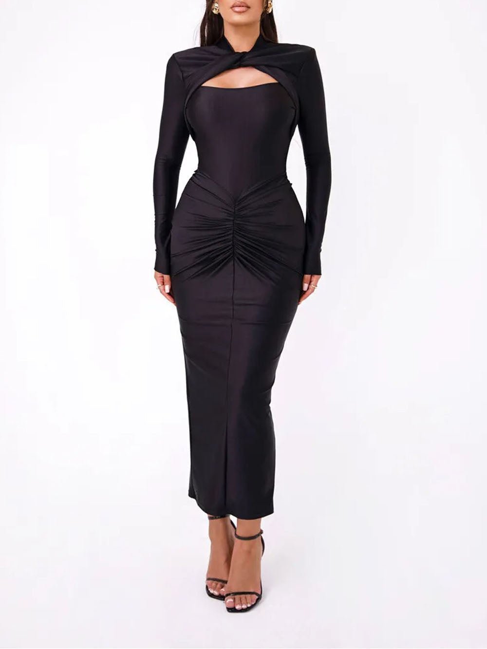 Emerson Hollow Out Long Sleeve Maxi Dress - Fashion Pov