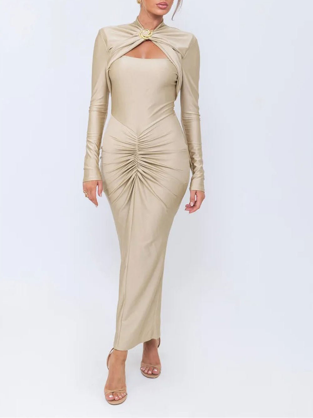 Emerson Hollow Out Long Sleeve Maxi Dress - Fashion Pov