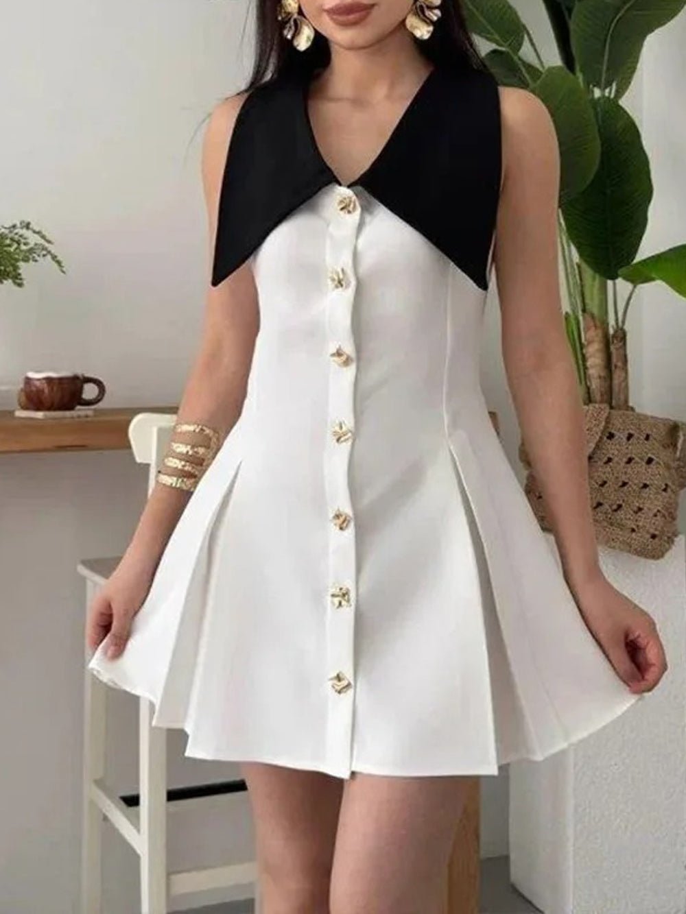 Faith Single Breasted Mini Dress - Fashion Pov