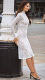 Giulia High Collar Lace Midi Dress - Fashion Pov
