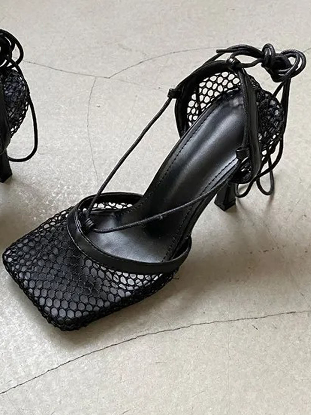 Hollow Mesh High Ankle Heel - Fashion Pov