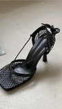 Hollow Mesh High Ankle Heel - Fashion Pov
