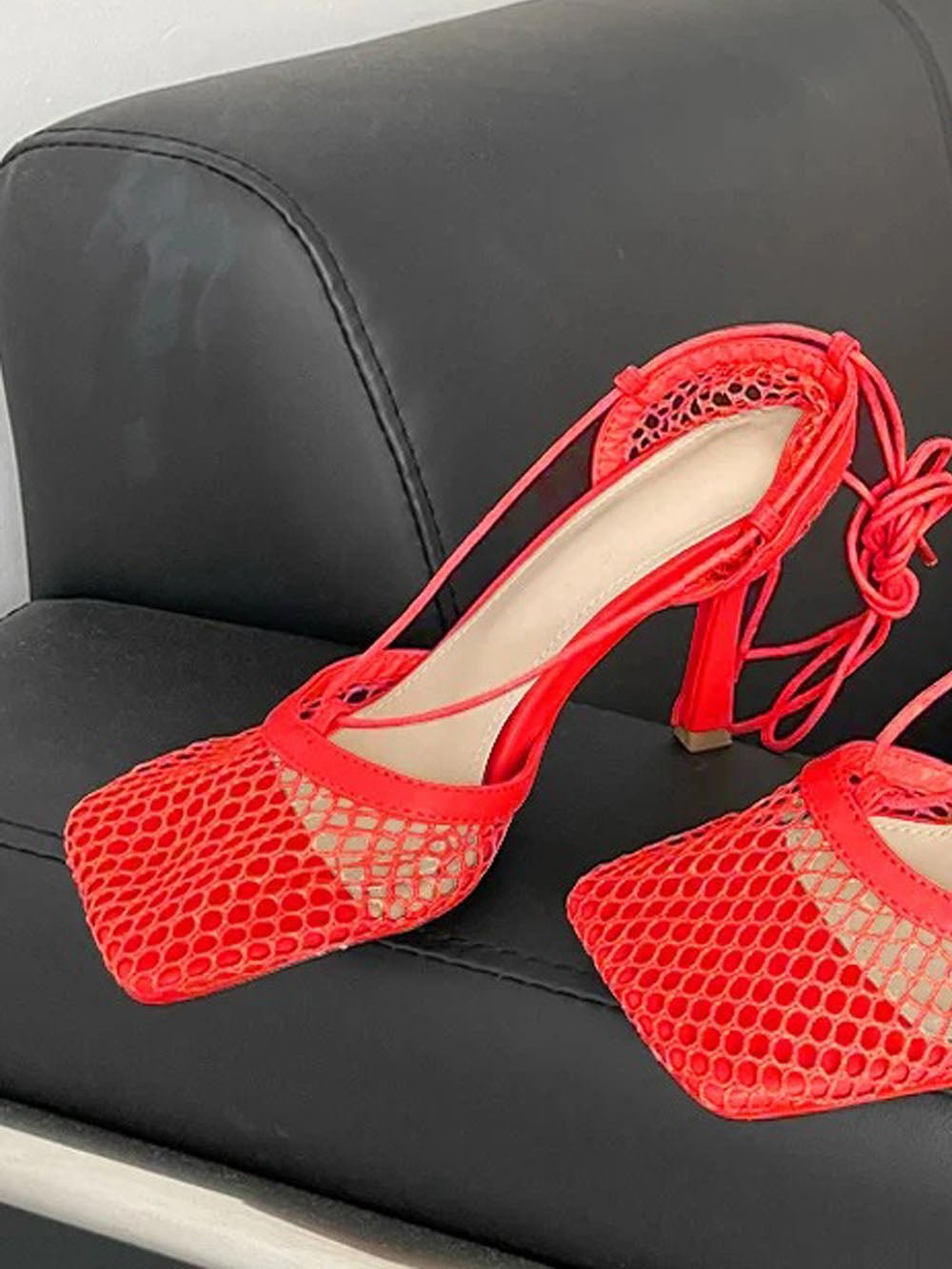 Hollow Mesh High Ankle Heel - Fashion Pov