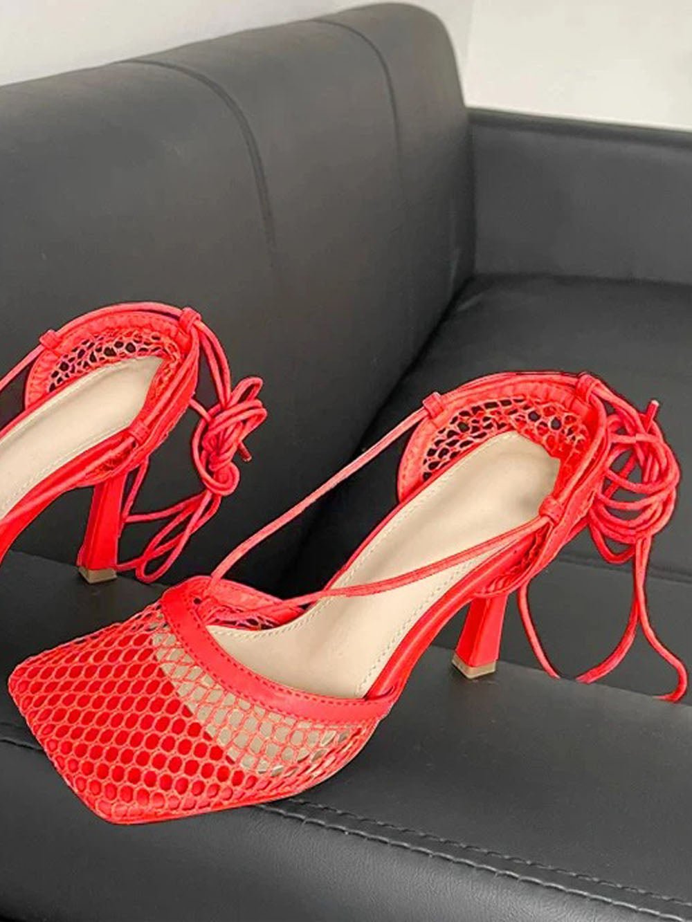 Hollow Mesh High Ankle Heel - Fashion Pov