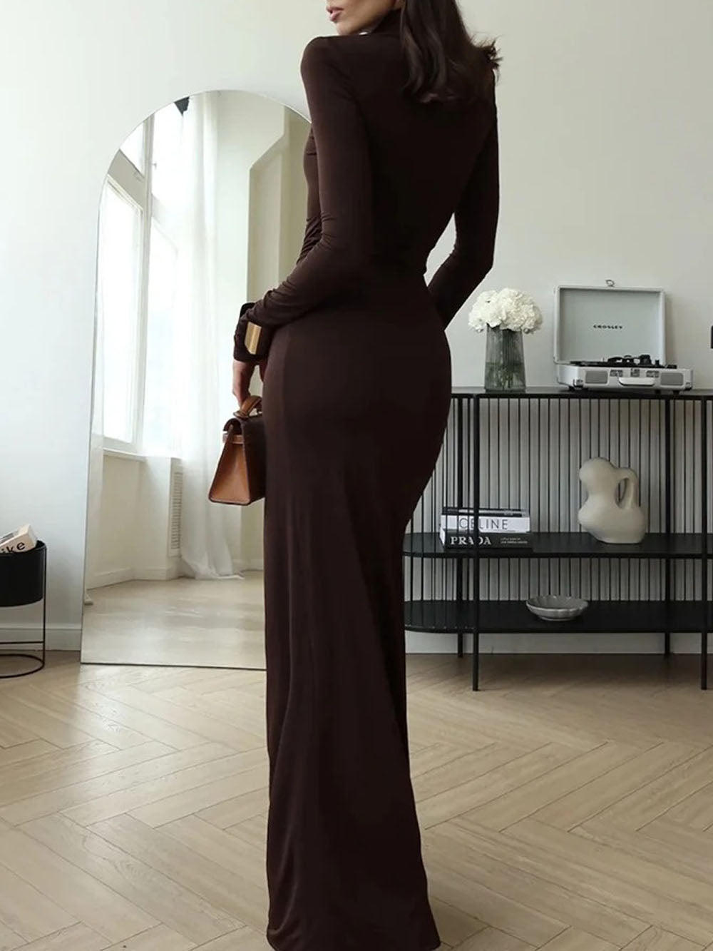 Isabel Long Sleeve Split Maxi Dress - Fashion Pov