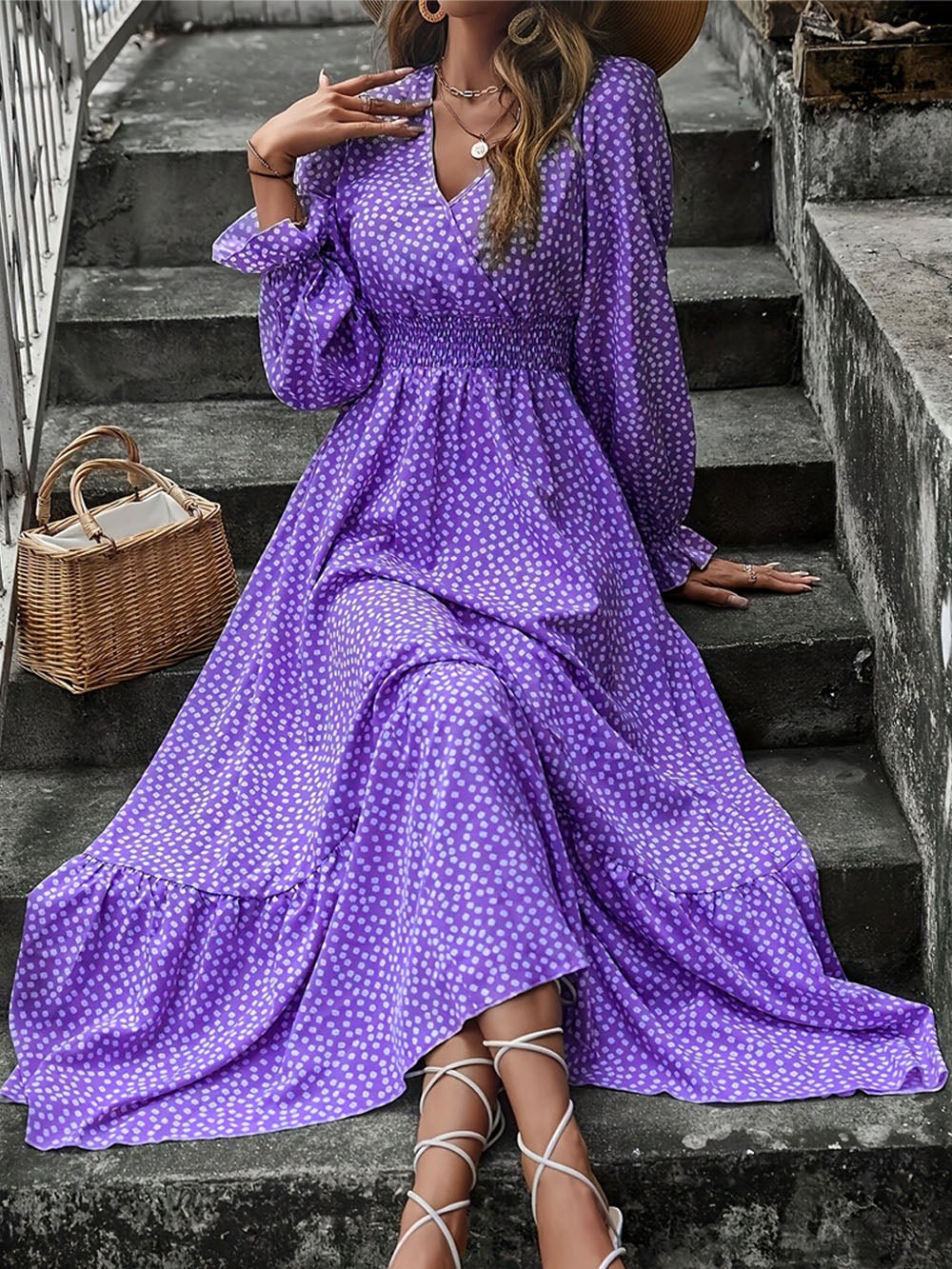 Isabelle Long Sleeve Ruffle Hem Maxi Dress - Fashion Pov