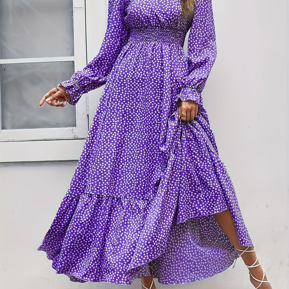 Isabelle Long Sleeve Ruffle Hem Maxi Dress - Fashion Pov