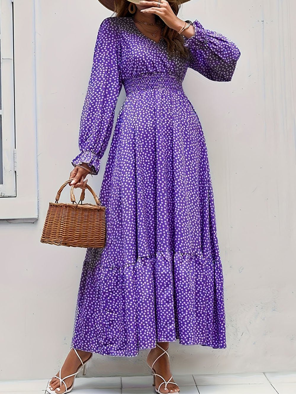 Isabelle Long Sleeve Ruffle Hem Maxi Dress - Fashion Pov