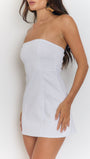 Juliet Strapless Backless Mini Dress In White - Fashion Pov