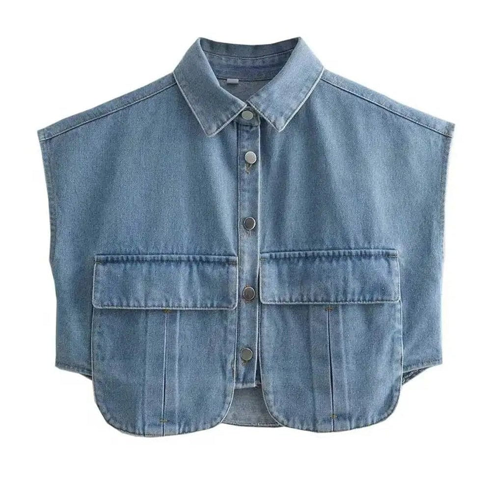 Kiara Cropped Denim Mini Shirt - Fashion Pov