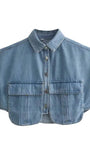 Kiara Cropped Denim Mini Shirt - Fashion Pov
