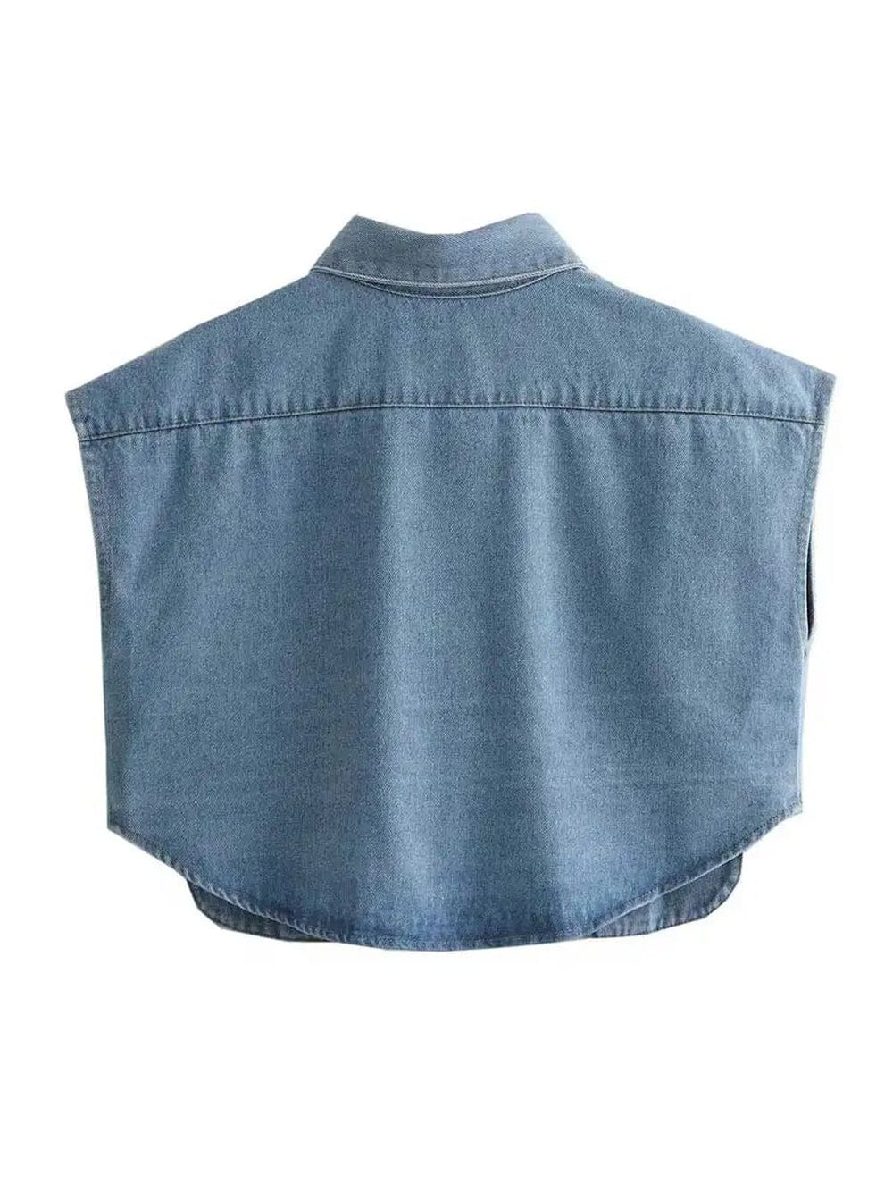 Kiara Cropped Denim Mini Shirt - Fashion Pov