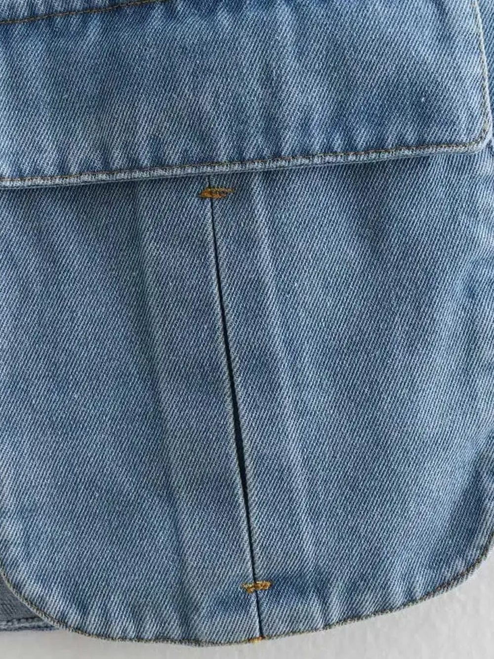 Kiara Cropped Denim Mini Shirt - Fashion Pov