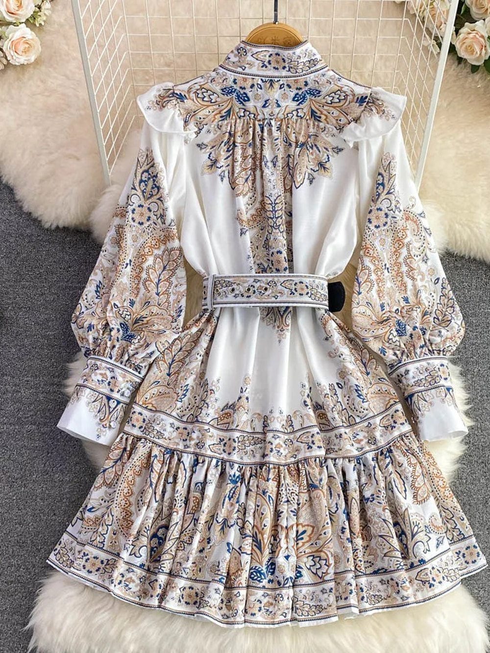 Liliana Ruffle Single Breasted Midi Dress - Fashion Pov