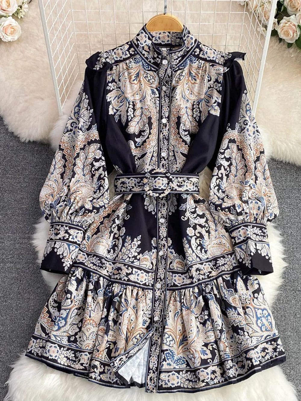 Liliana Ruffle Single Breasted Midi Dress - Fashion Pov