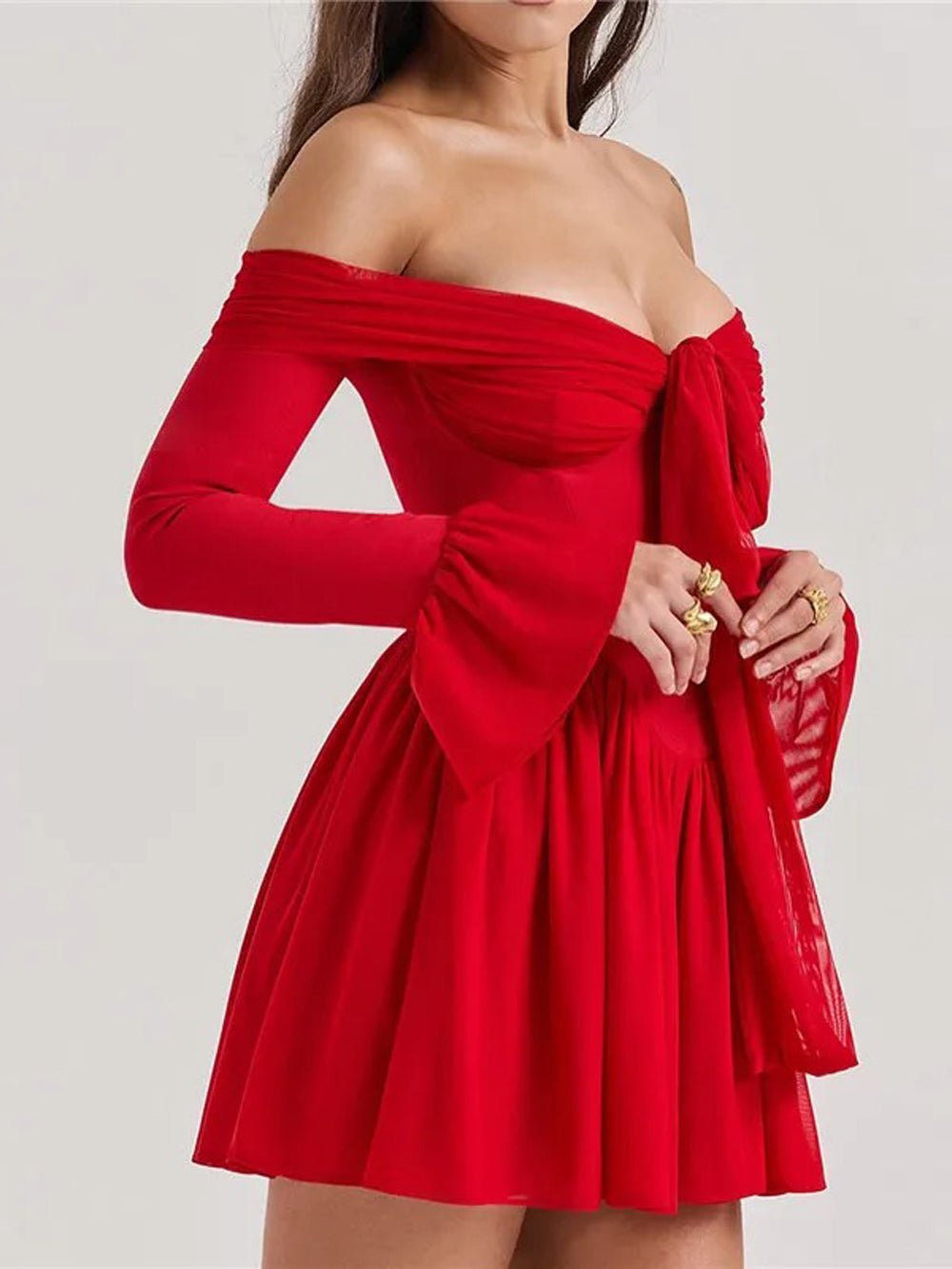 Lucy Off Shoulder Backless Mini Dress - Fashion Pov