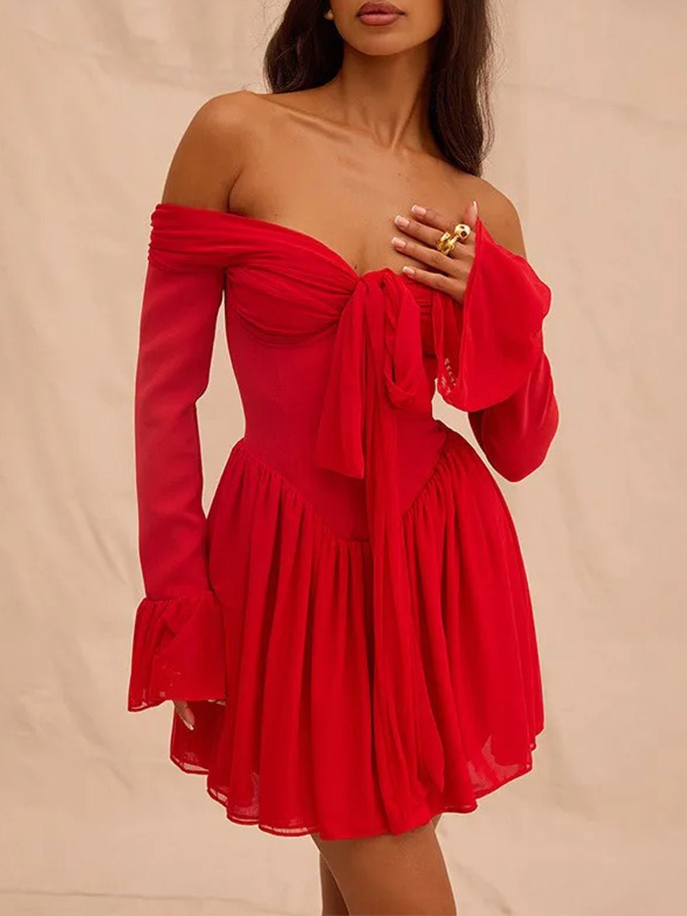 Lucy Off Shoulder Backless Mini Dress - Fashion Pov
