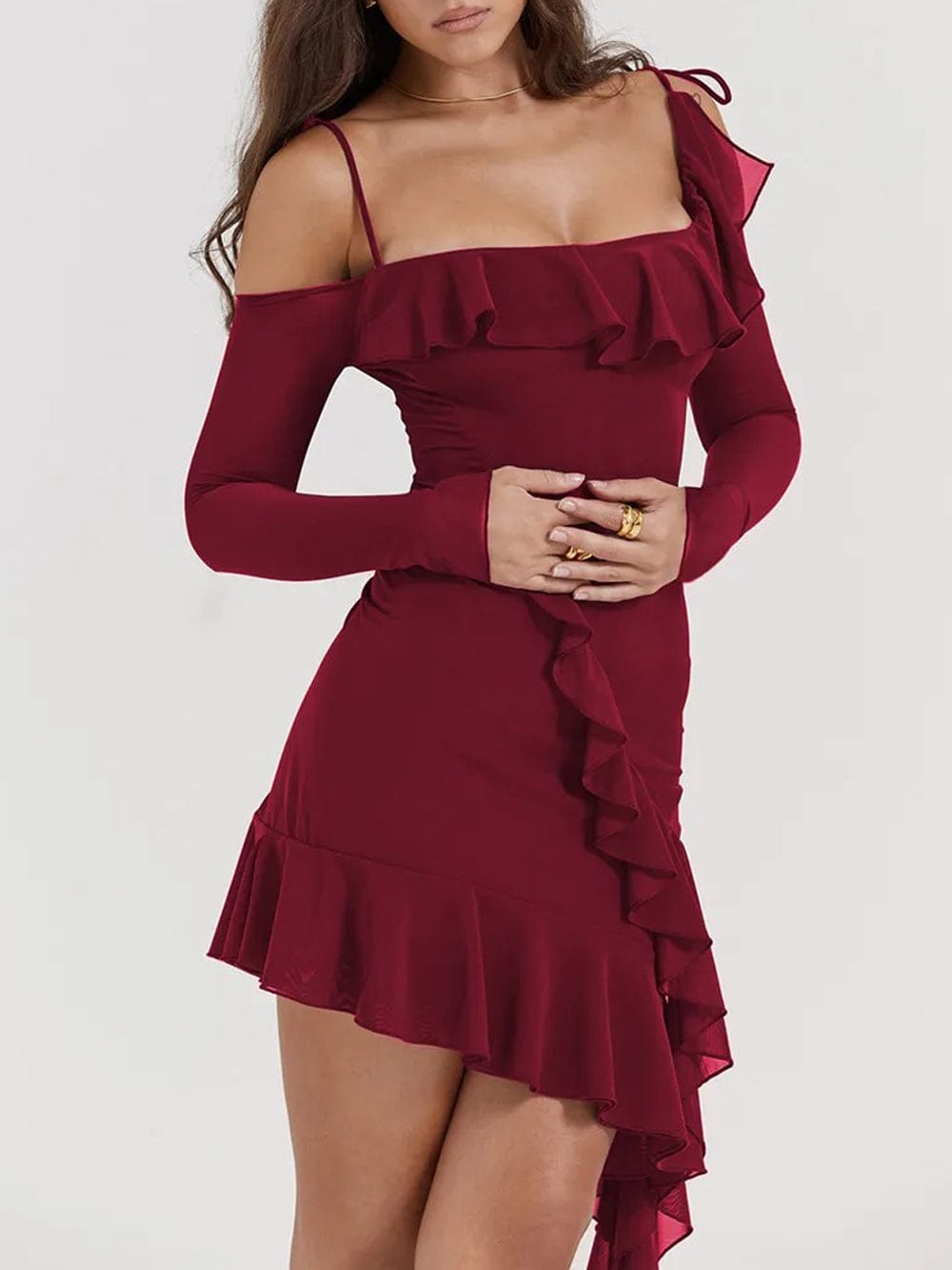 Lyla Backless Bodycon Ruffle Mini Dress - Fashion Pov