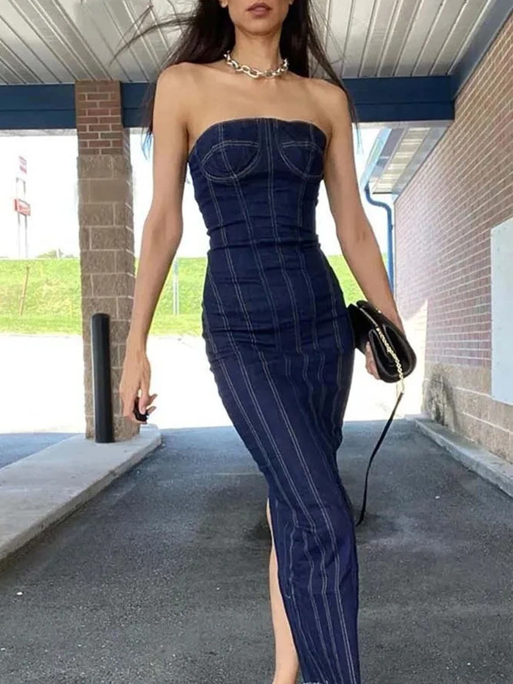 Maeve Denim Midi Dress - Fashion Pov