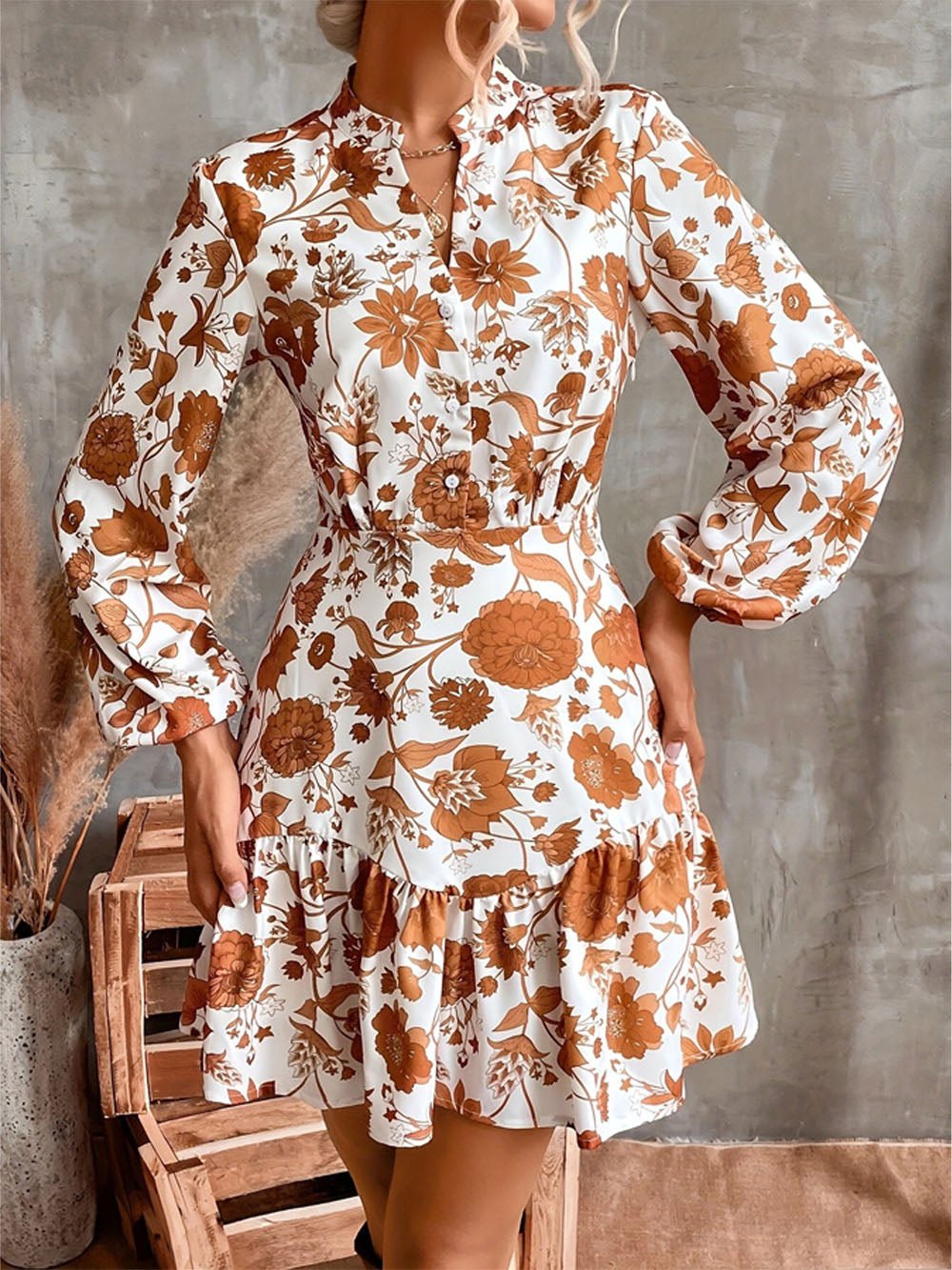 Margaret Ruffle Hem Floral Mini Dress - Fashion Pov