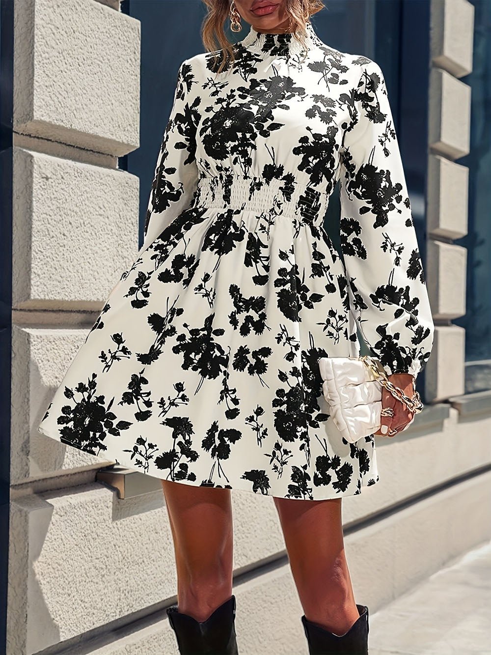 Peyton Floral Long Sleeve Mini Dress - Fashion Pov