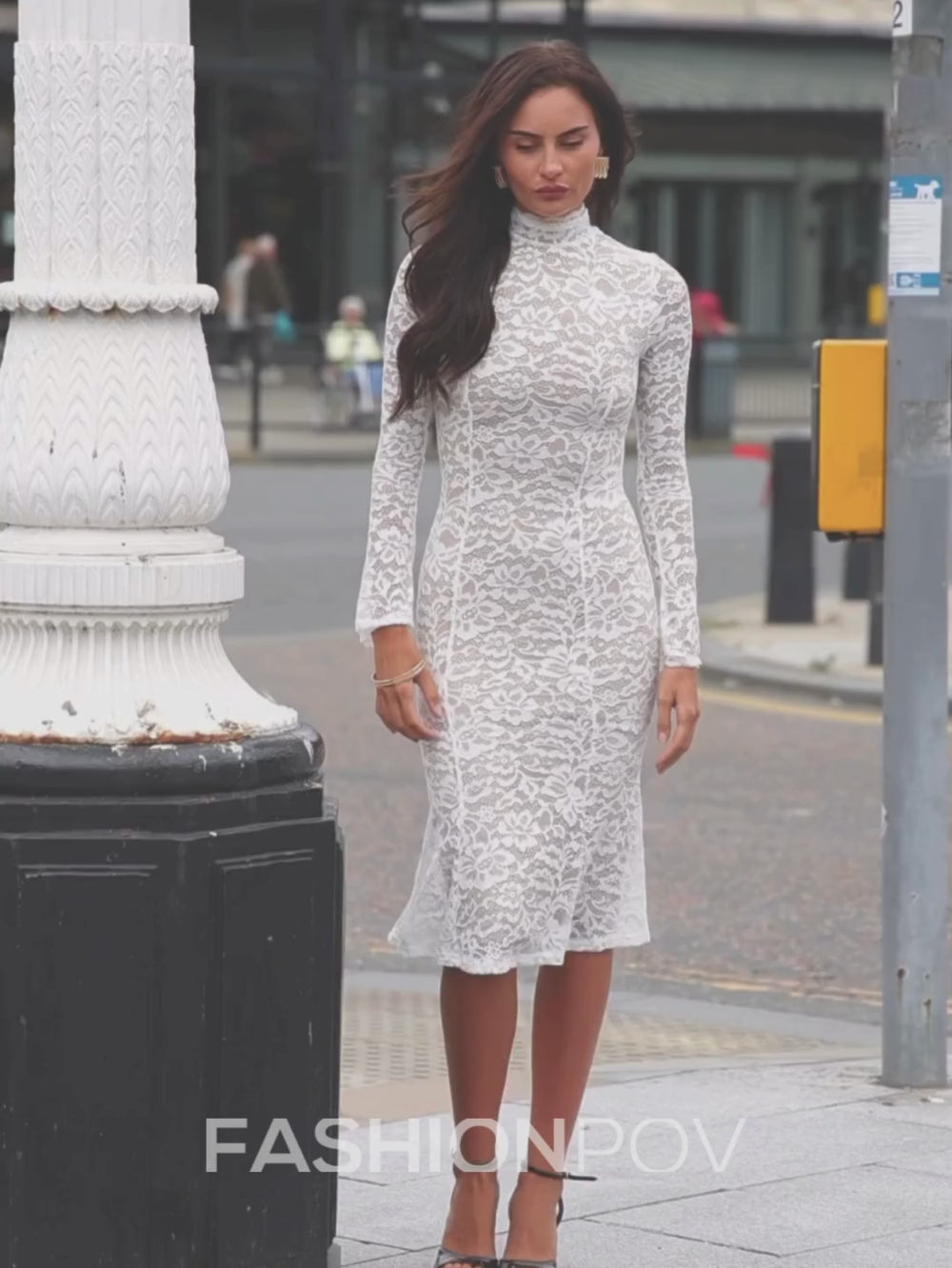 Giulia High Collar Lace Midi Dress