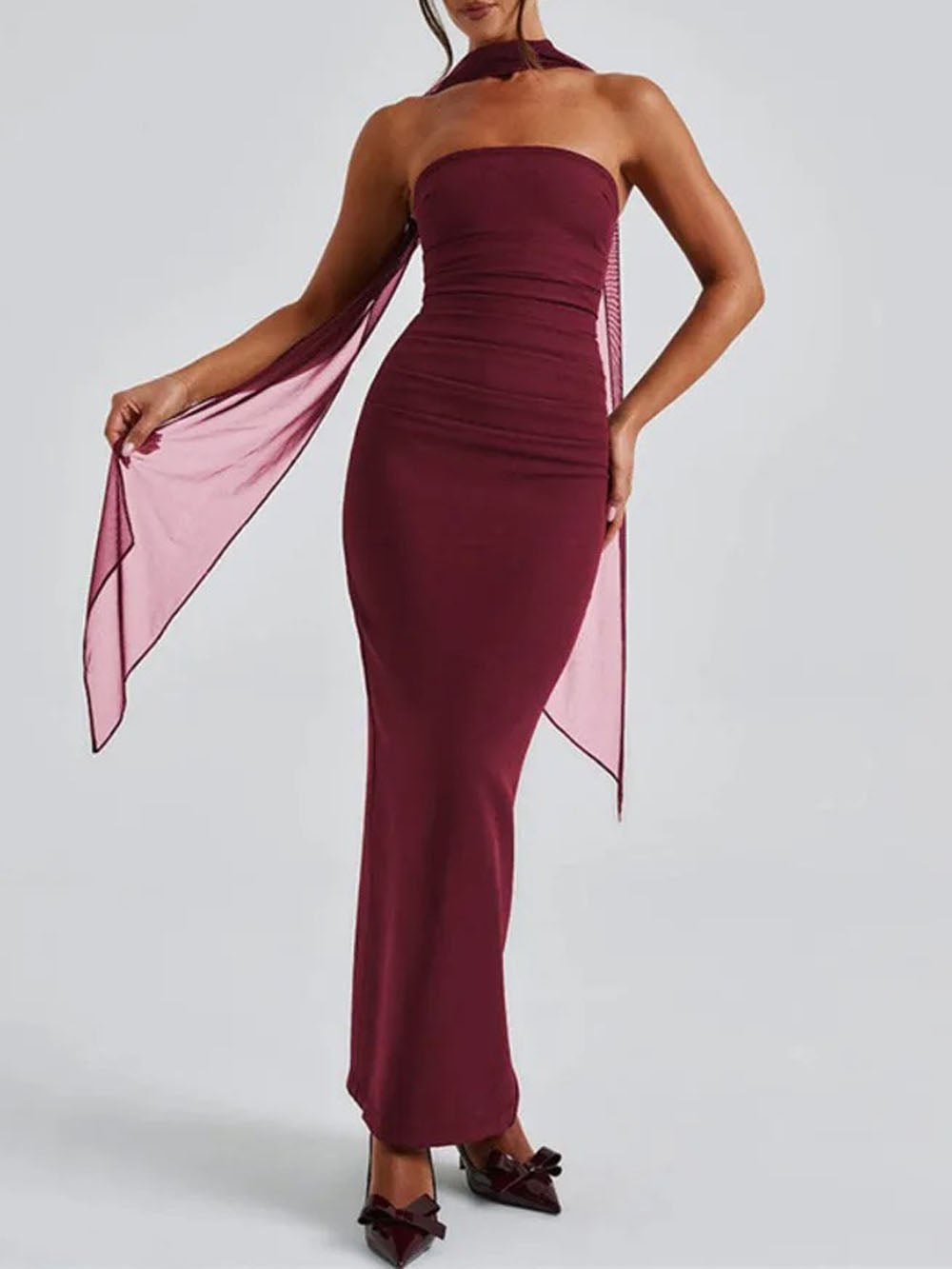 River Off Shoulder Backless Maxi Dress - Fashion Pov