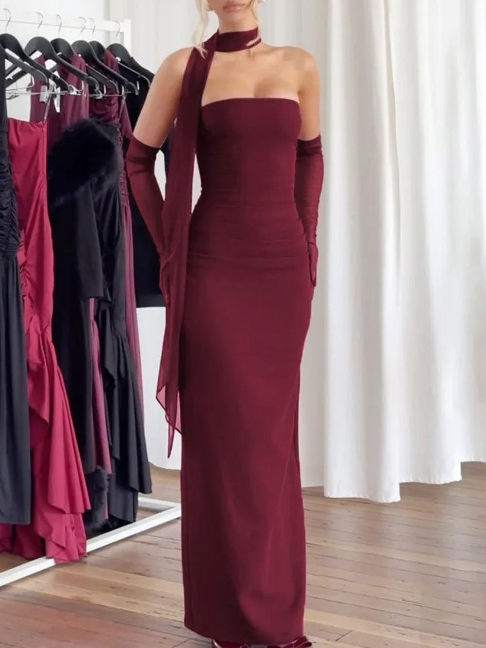 River Off Shoulder Backless Maxi Dress - Fashion Pov