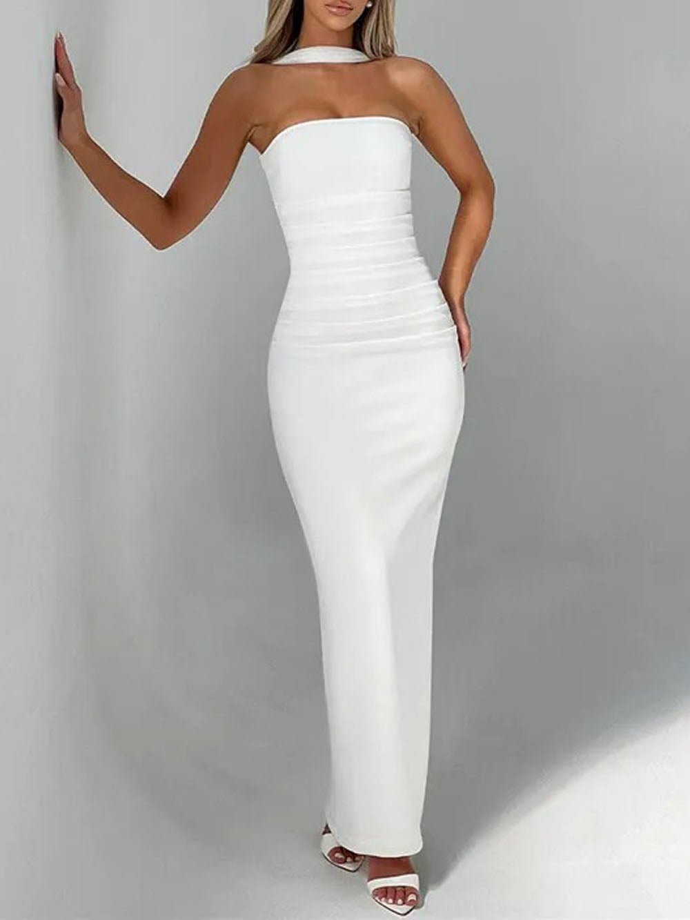 River Off Shoulder Backless Maxi Dress - Fashion Pov