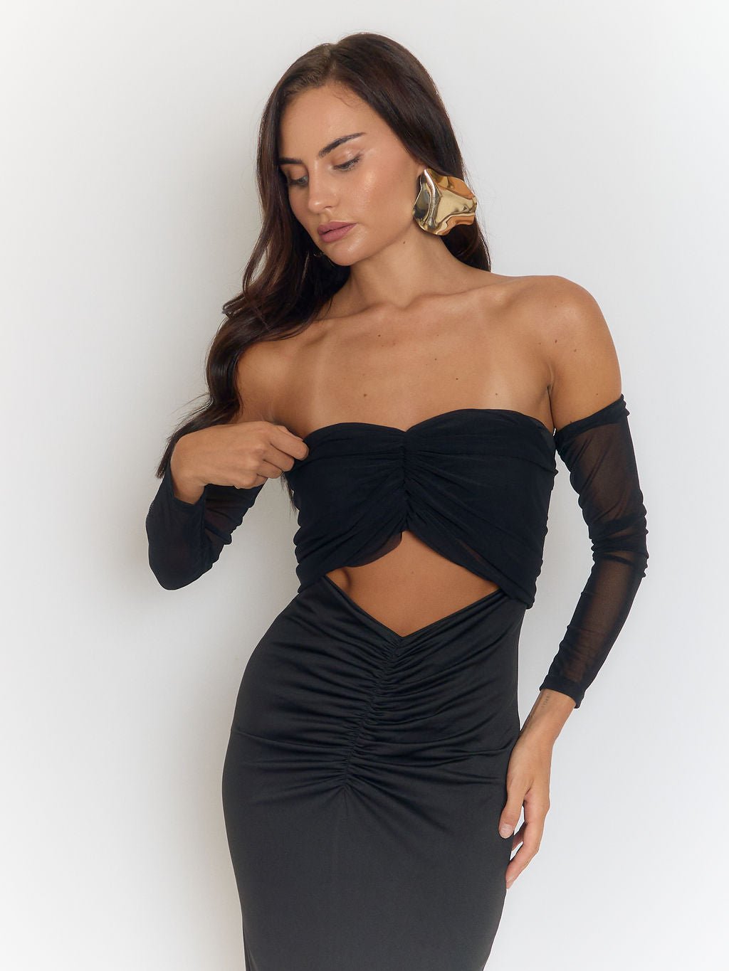 Sloane Off Shoulder Hollow Out Maxi Dress - Fashion Pov