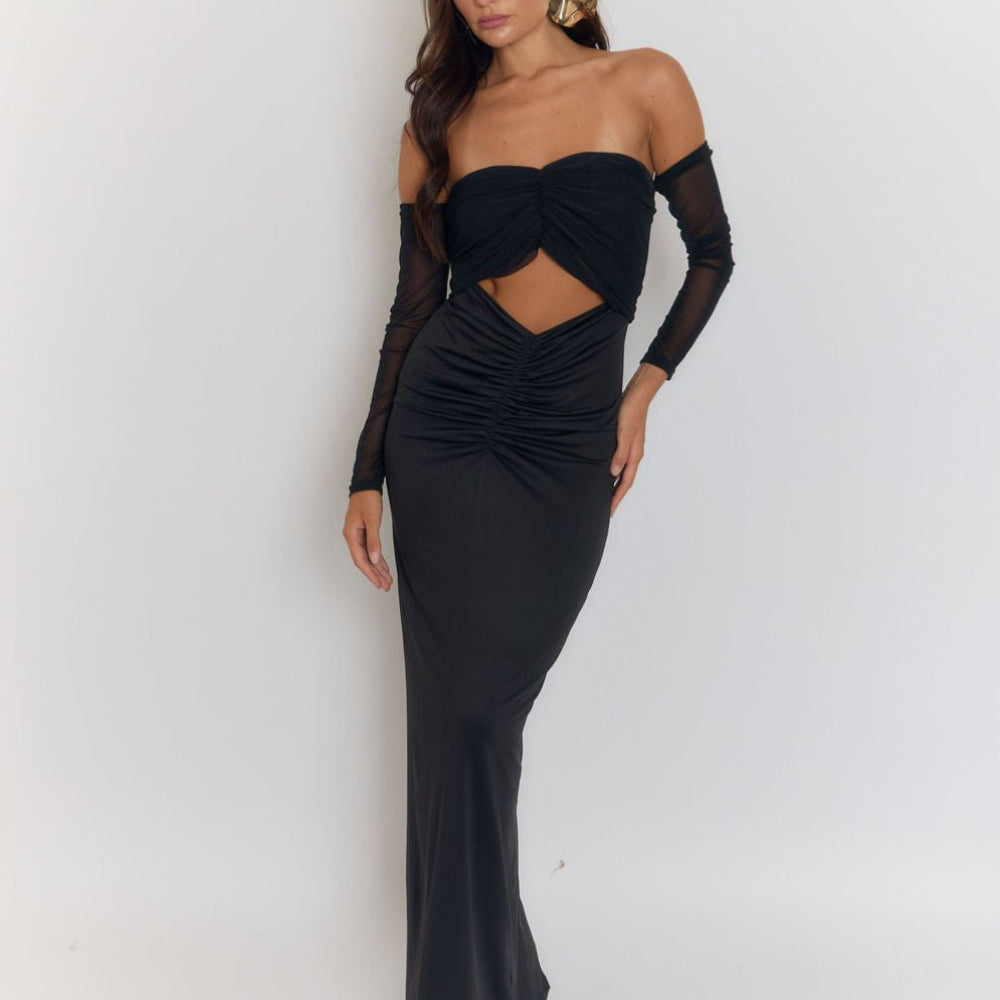 Sloane Off Shoulder Hollow Out Maxi Dress - Fashion Pov